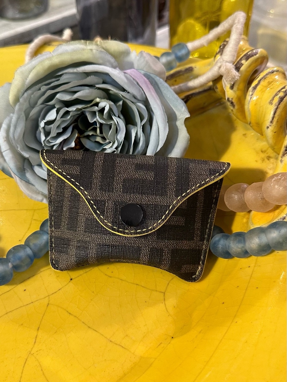 Monogram & Leather Card Case